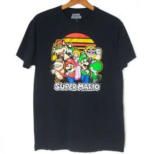 2021 Nintendo SUPER MARIO Kids Boys Destressed Print Black T-Shirt Size M MEDIUM